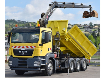 Billenőplatós teherautó, Darus autó MAN TGS 35.440 * HIAB 122 B-3 DUO / 8x4: 3 kép.