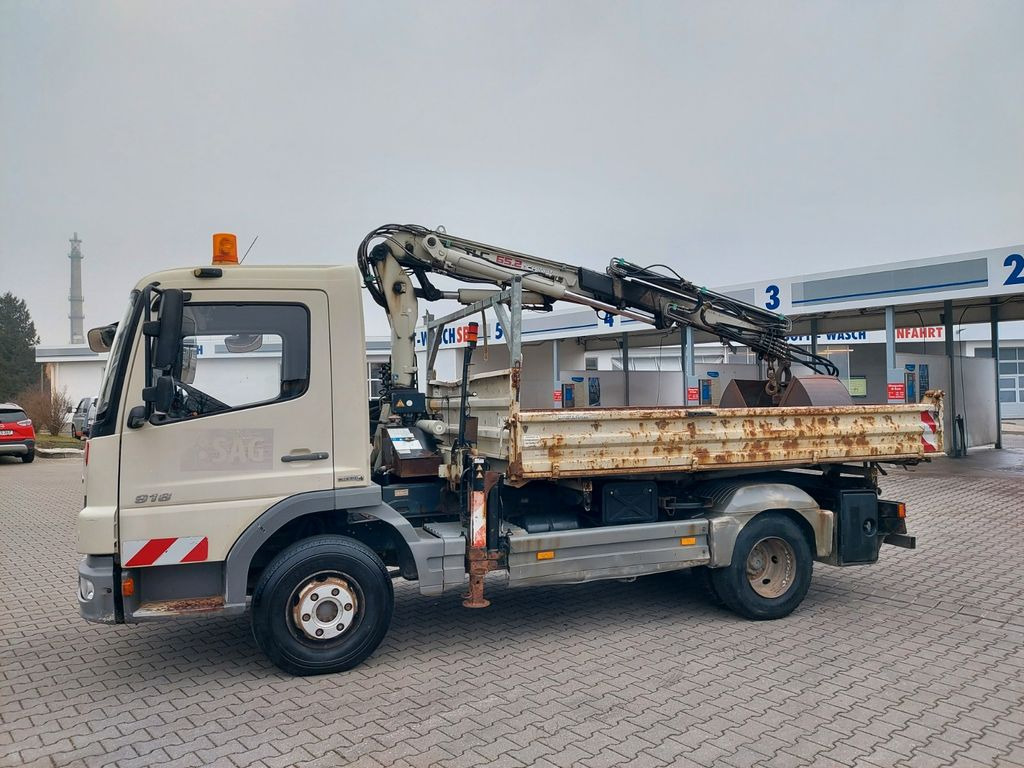 Billenőplatós teherautó, Darus autó Mercedes-Benz Atego 2 4-Zyl. 4x2  918 TEREX KRAN 3-Seiten Kipp: 14 kép.