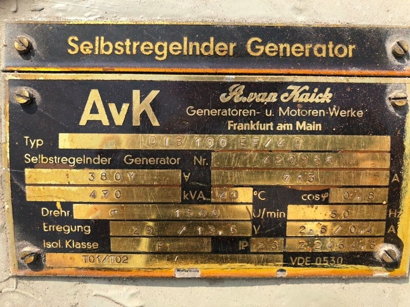 Áramfejlesztő MWM RHS 618 V16 AvK 470 kVA generatorset: 7 kép.