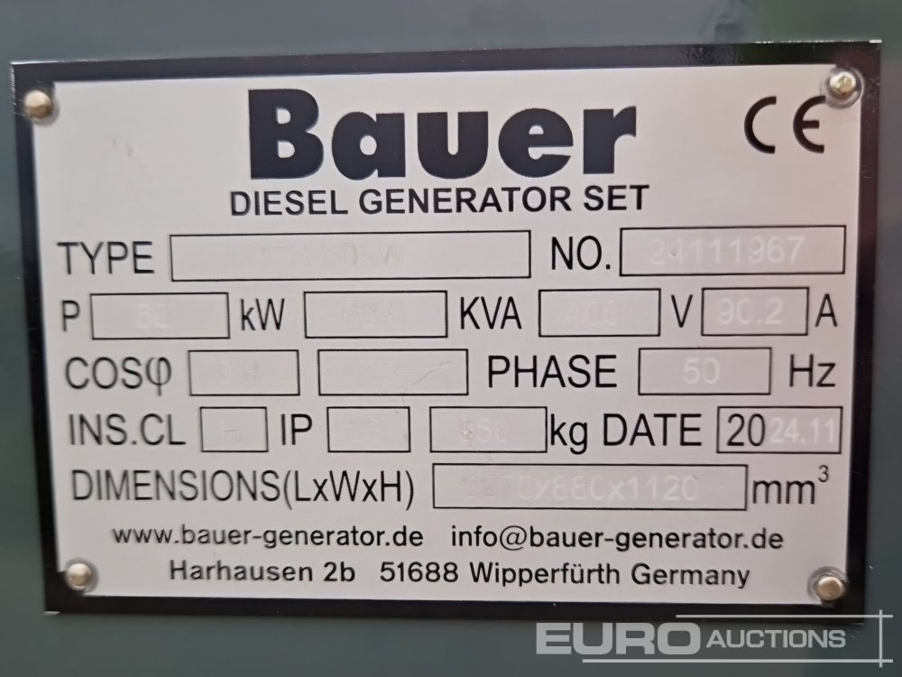 Áramfejlesztő Unused Bauer GFS-50KW: 13 kép.